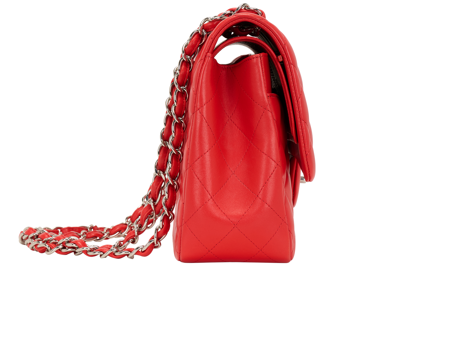 Jumbo Double Flap, &pound;4,800, Handbags, Red, Lambskin Leather, Side view